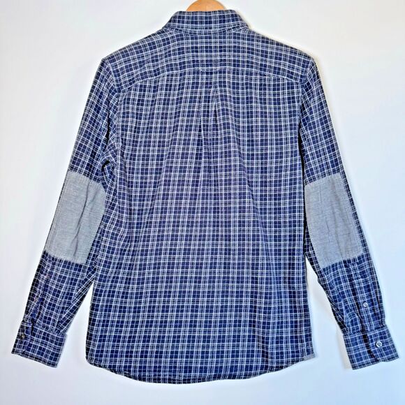 Jack Spade New York Button Up Shirt Men XS Blue Plaid Corduroy Elbow Patches - Picture 4 of 12